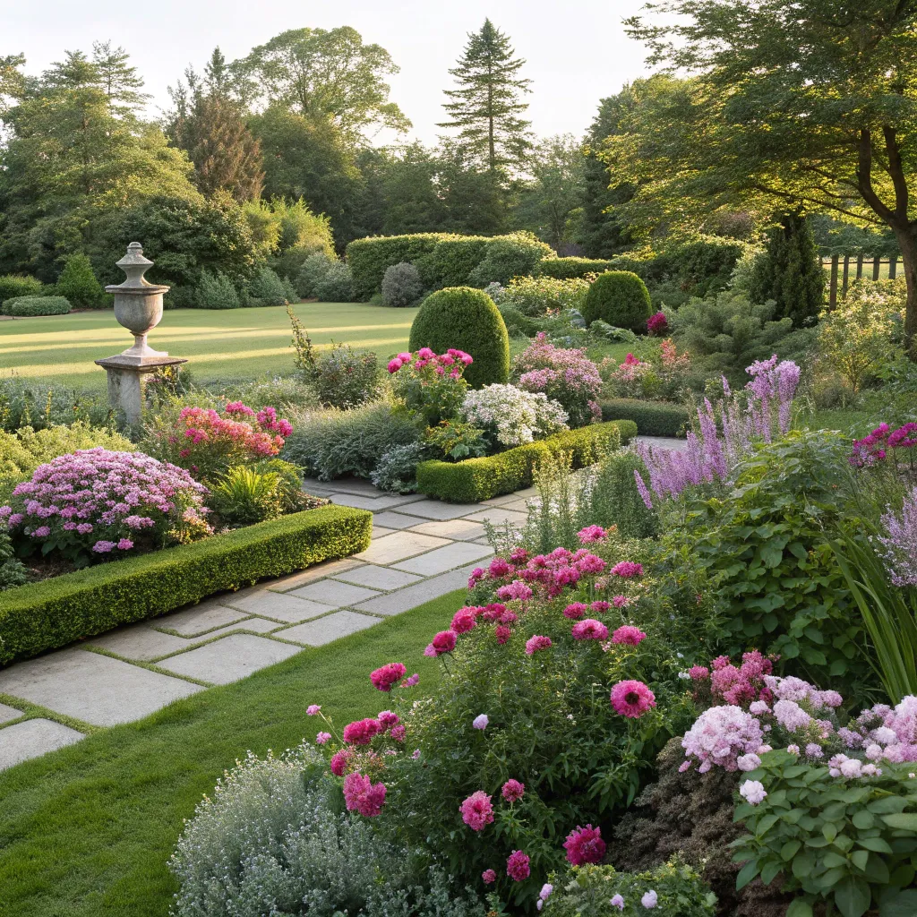 Beautifully designed garden with various plants and flowers